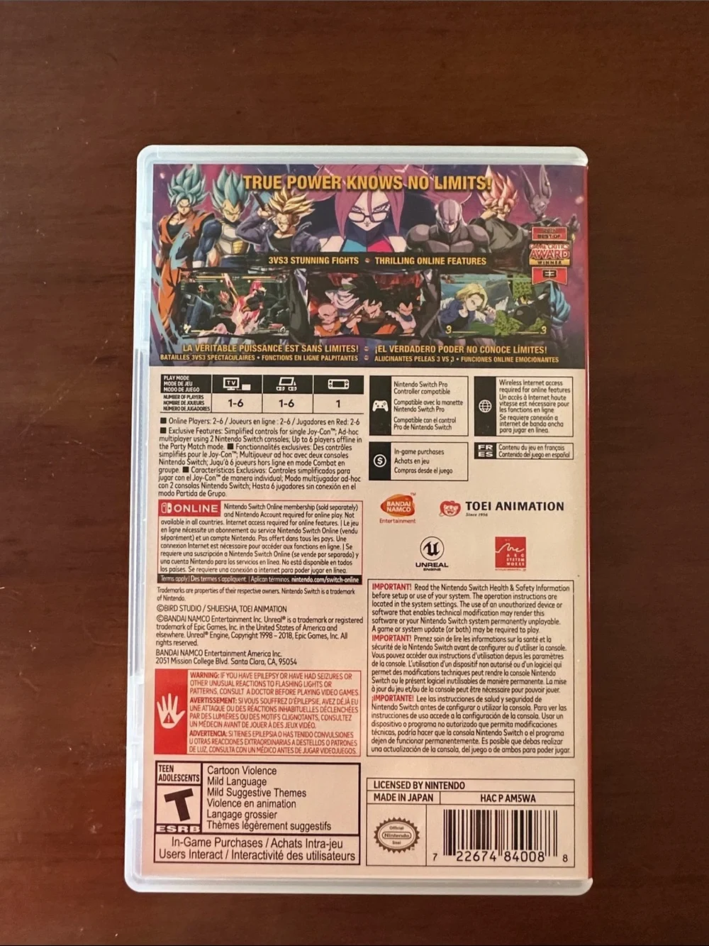 Nintendo Dragon Ball FighterZ - Orange & Yellow CASE ONLY